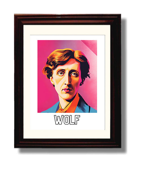 Virginia Woolf 8x10 Black Matted Beveled Frame wall art print – Author Portraits decor