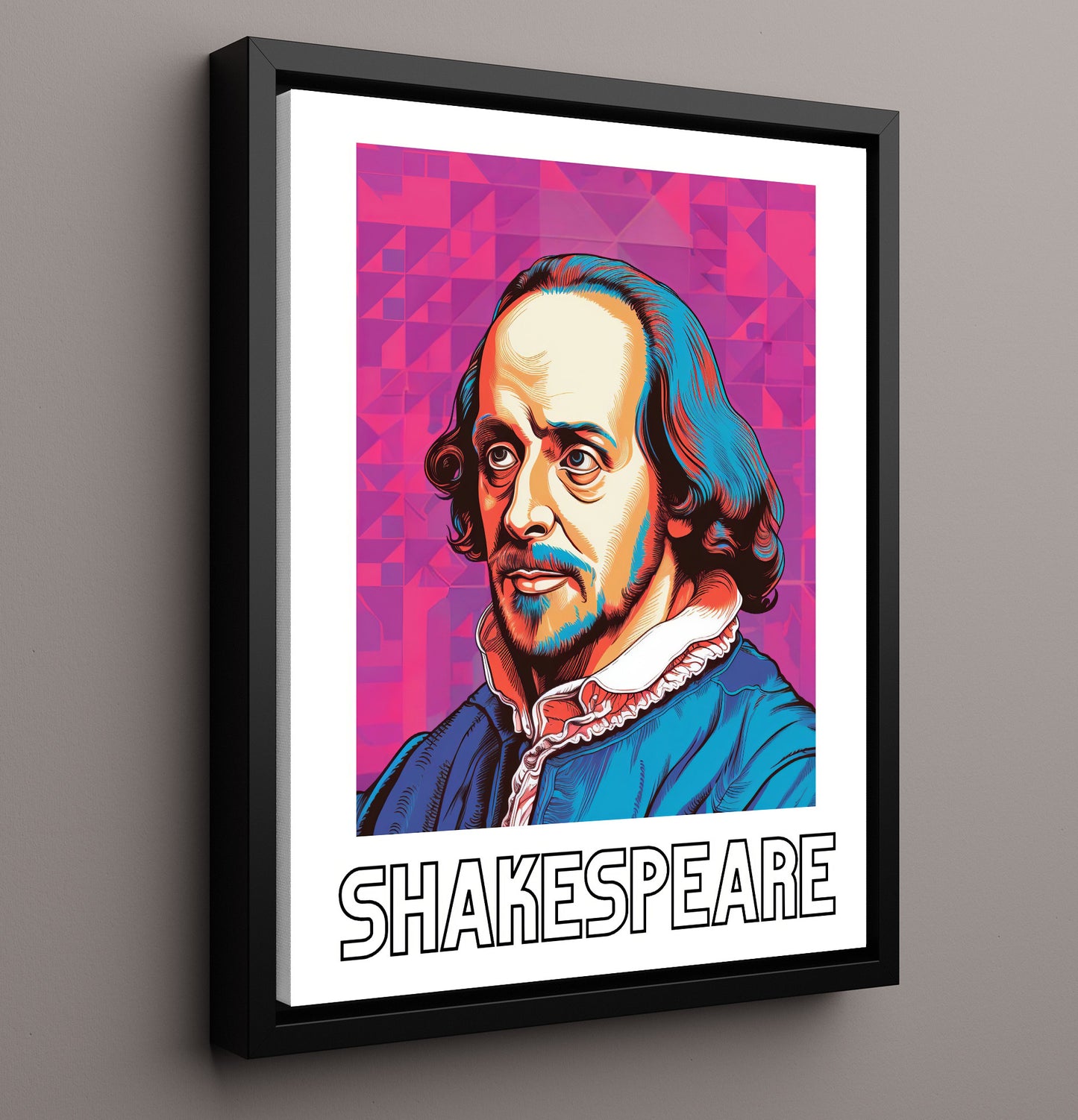 William Shakespeare 16x20 Framed Canvas wall art print – Author Portraits decor