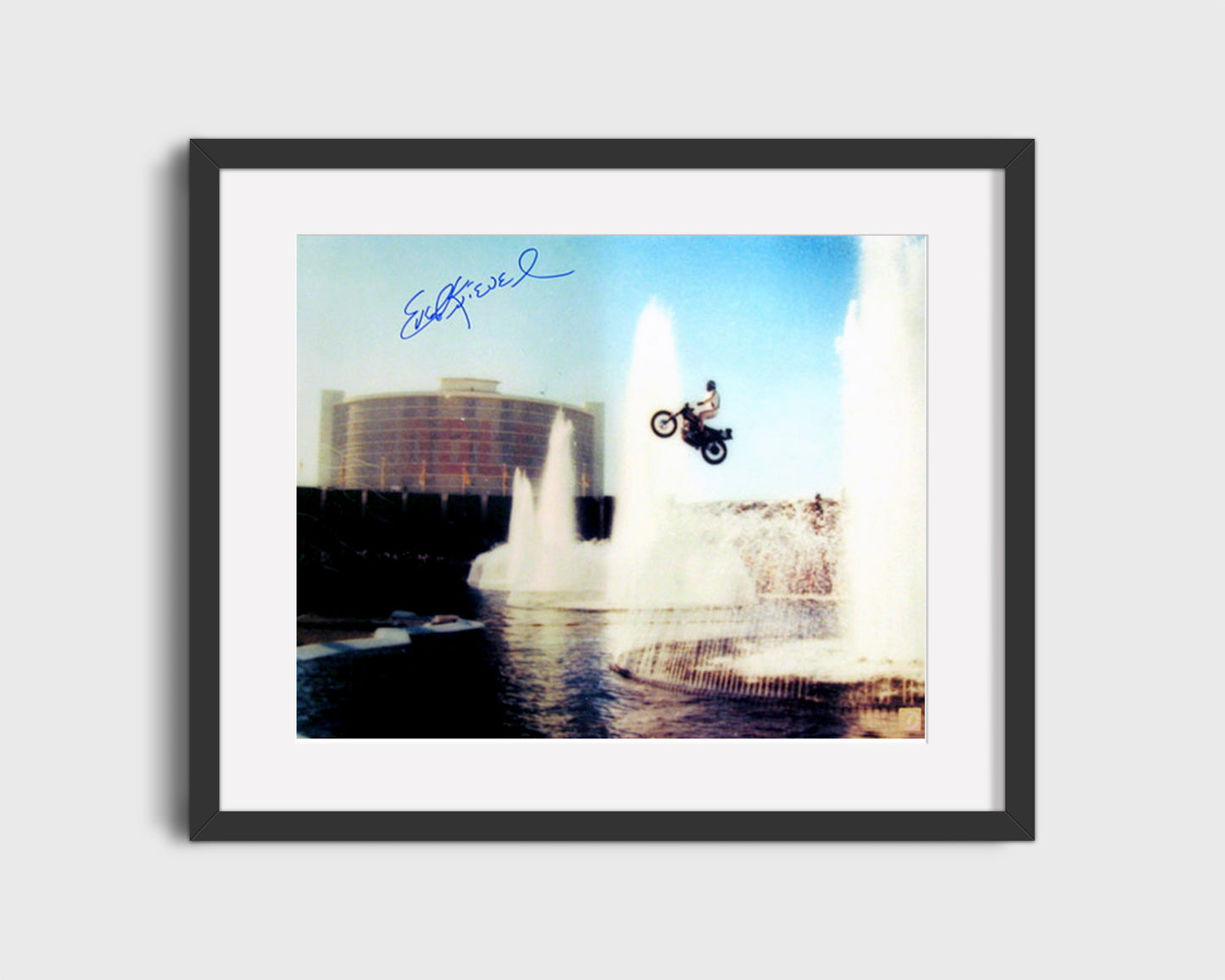 Autograph Print - Evel Knievel - Fountain Leap