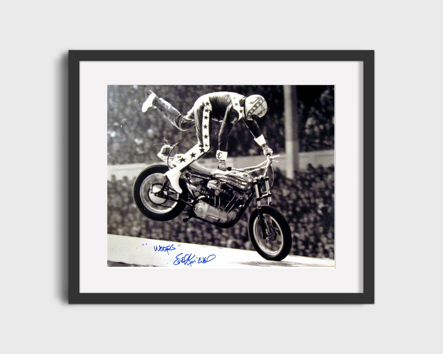 Autograph Print - Evel Knievel - Woops Stunt