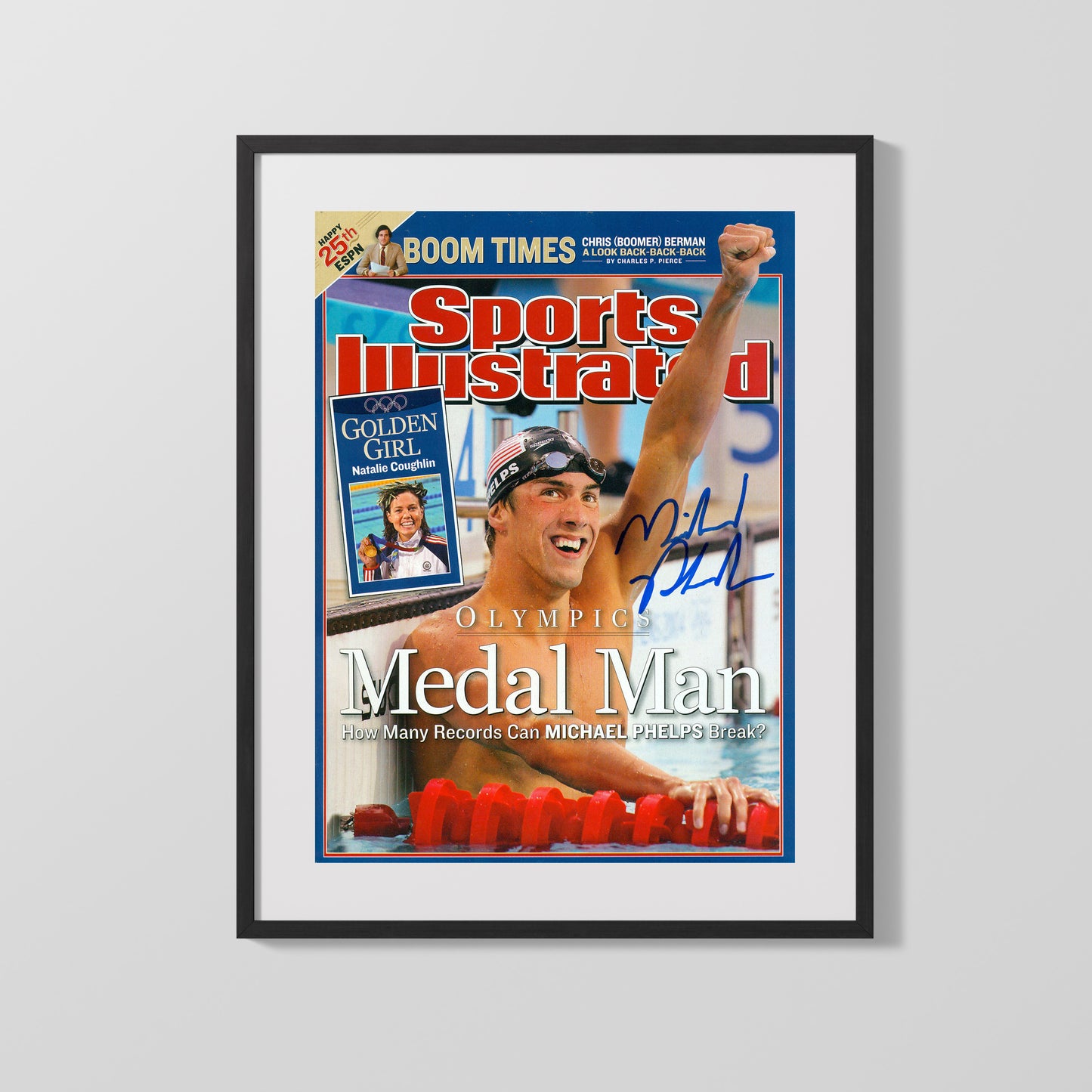Autograph SI Print - Michael Phelps - Medal Man Splash