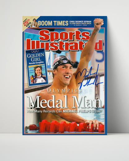 Autograph SI Print - Michael Phelps - Medal Man Splash