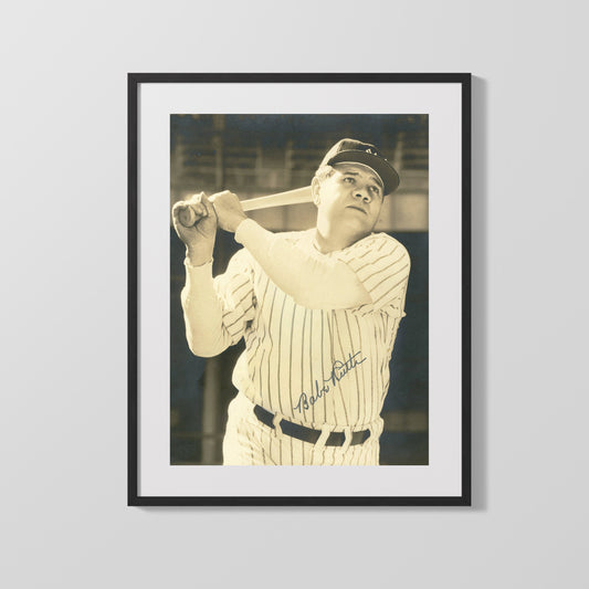 Babe Ruth Autograph Print - Batting Pose - The Bambino