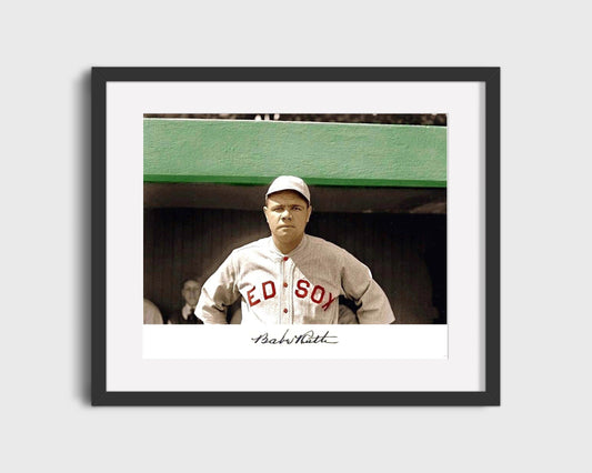 Babe Ruth Autograph Print - Boston Dugout Pose - Before the Curse
