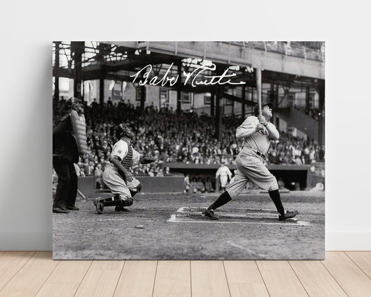 Babe Ruth Autograph Poster - Swinging with Quote - Fearless Words