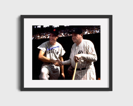Babe Ruth & Ted Williams Autograph Print - Legends H&shake - Iconic Meeting