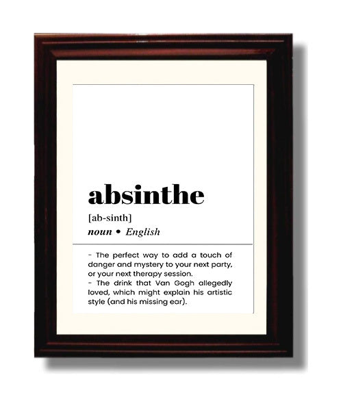Absinthe - Green Fairy - Beveled Frame bar dictionary wall art
