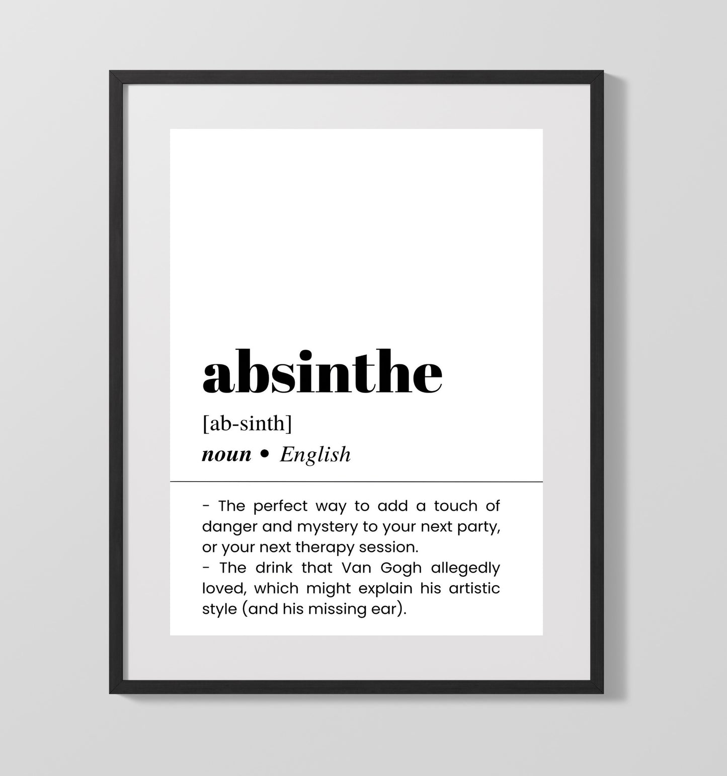 Absinthe - Green Fairy - Gallery Frame bar dictionary wall art