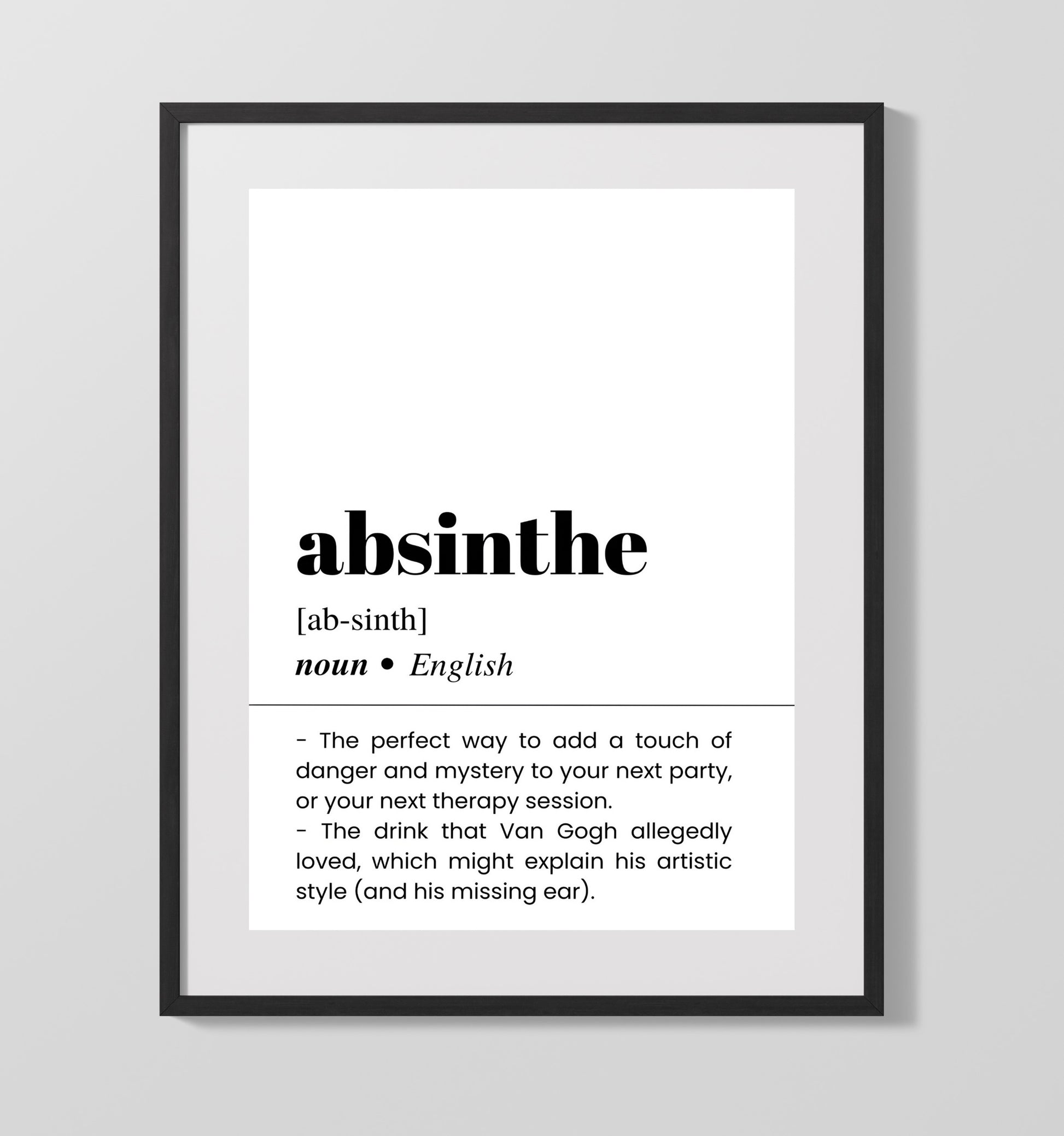 Absinthe - Green Fairy - Gallery Frame bar dictionary wall art