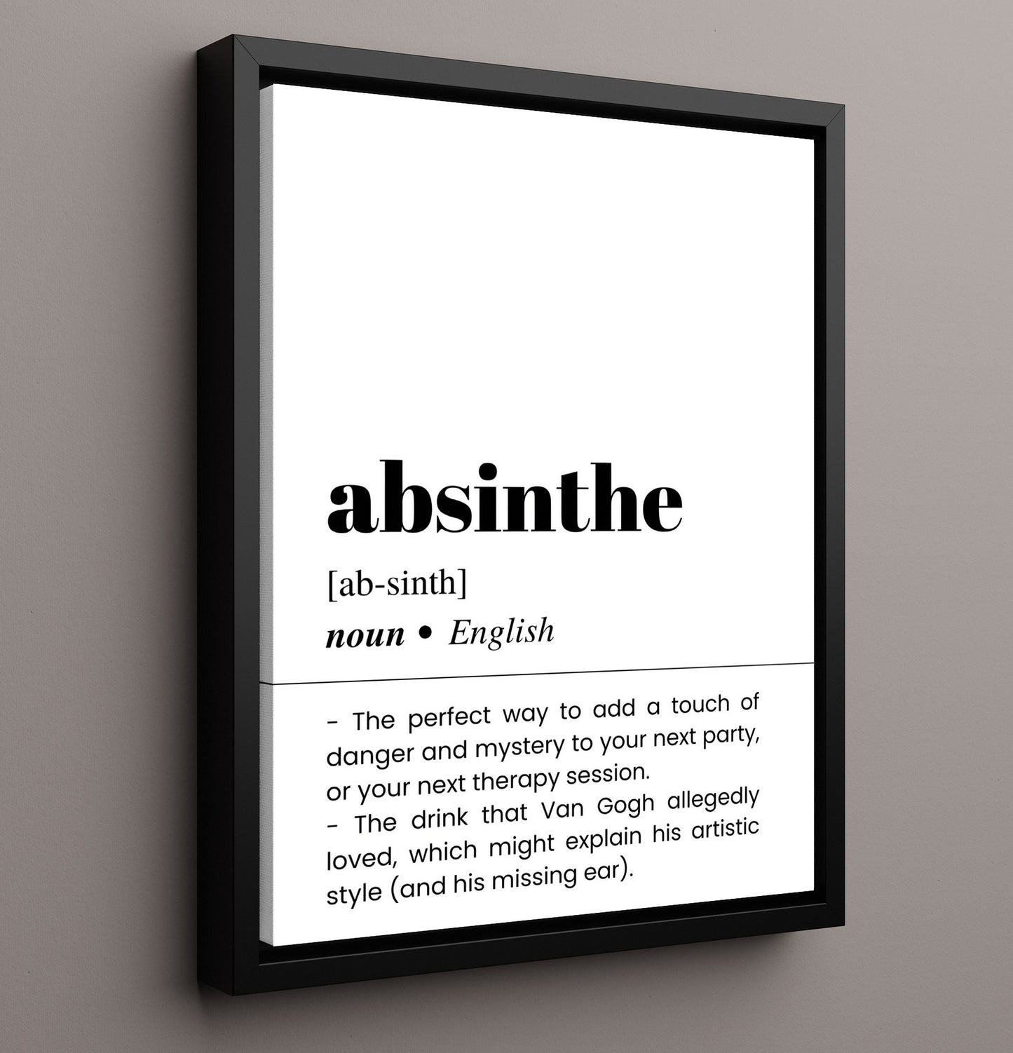 Absinthe - Green Fairy - Framed Canvas bar dictionary wall art