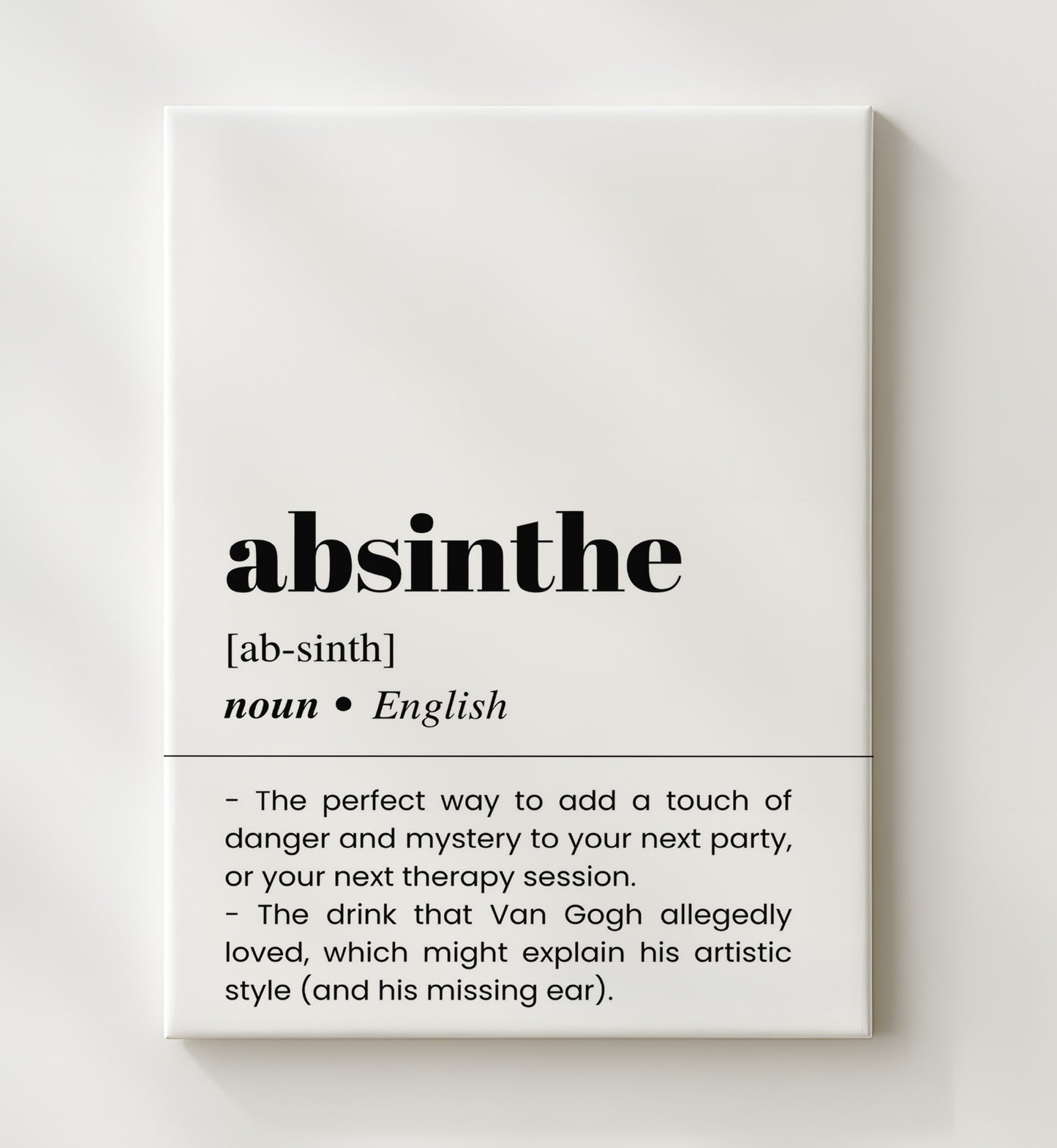 Absinthe - Green Fairy - Canvas bar dictionary wall art