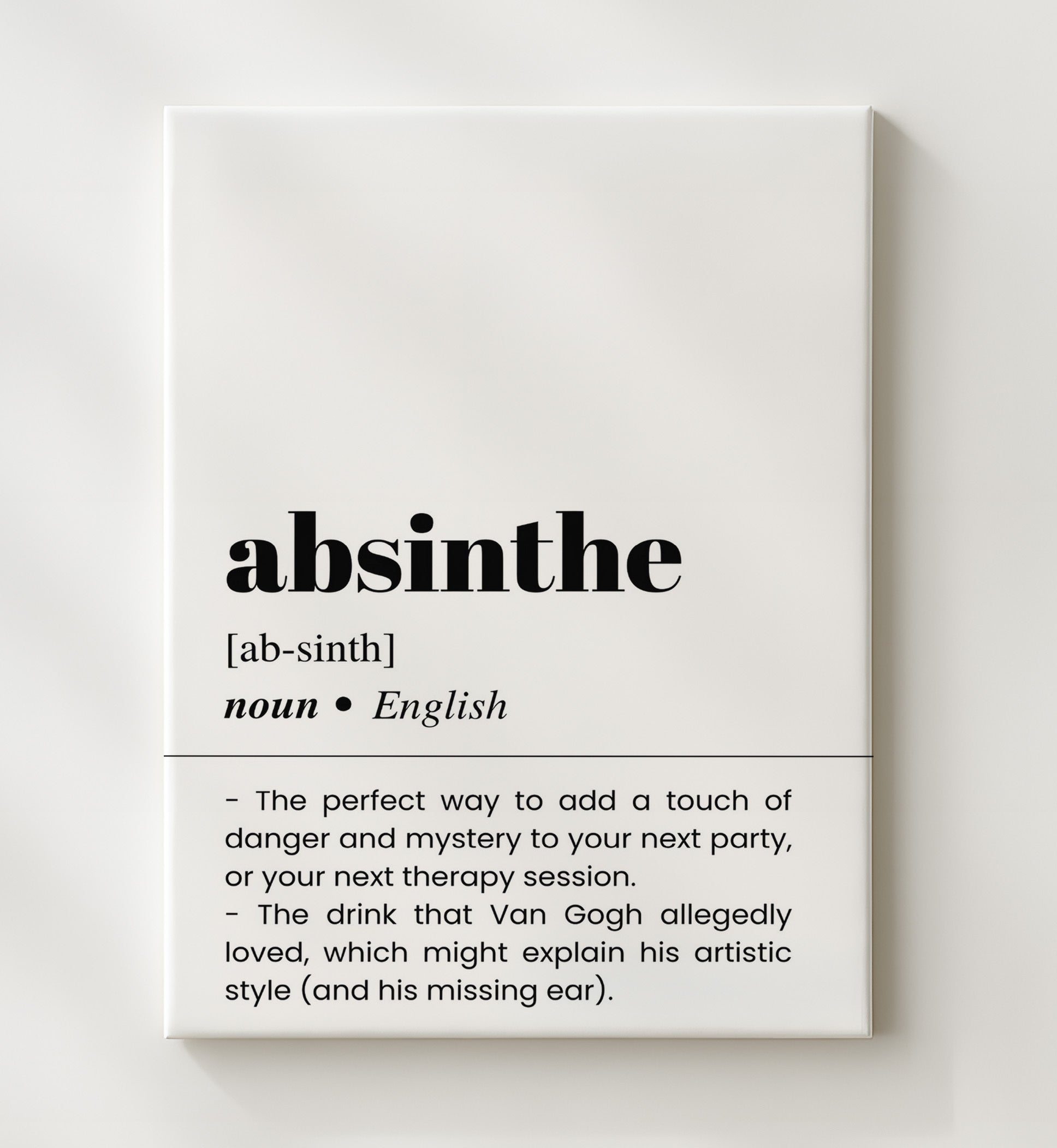 Absinthe - Green Fairy - Canvas bar dictionary wall art