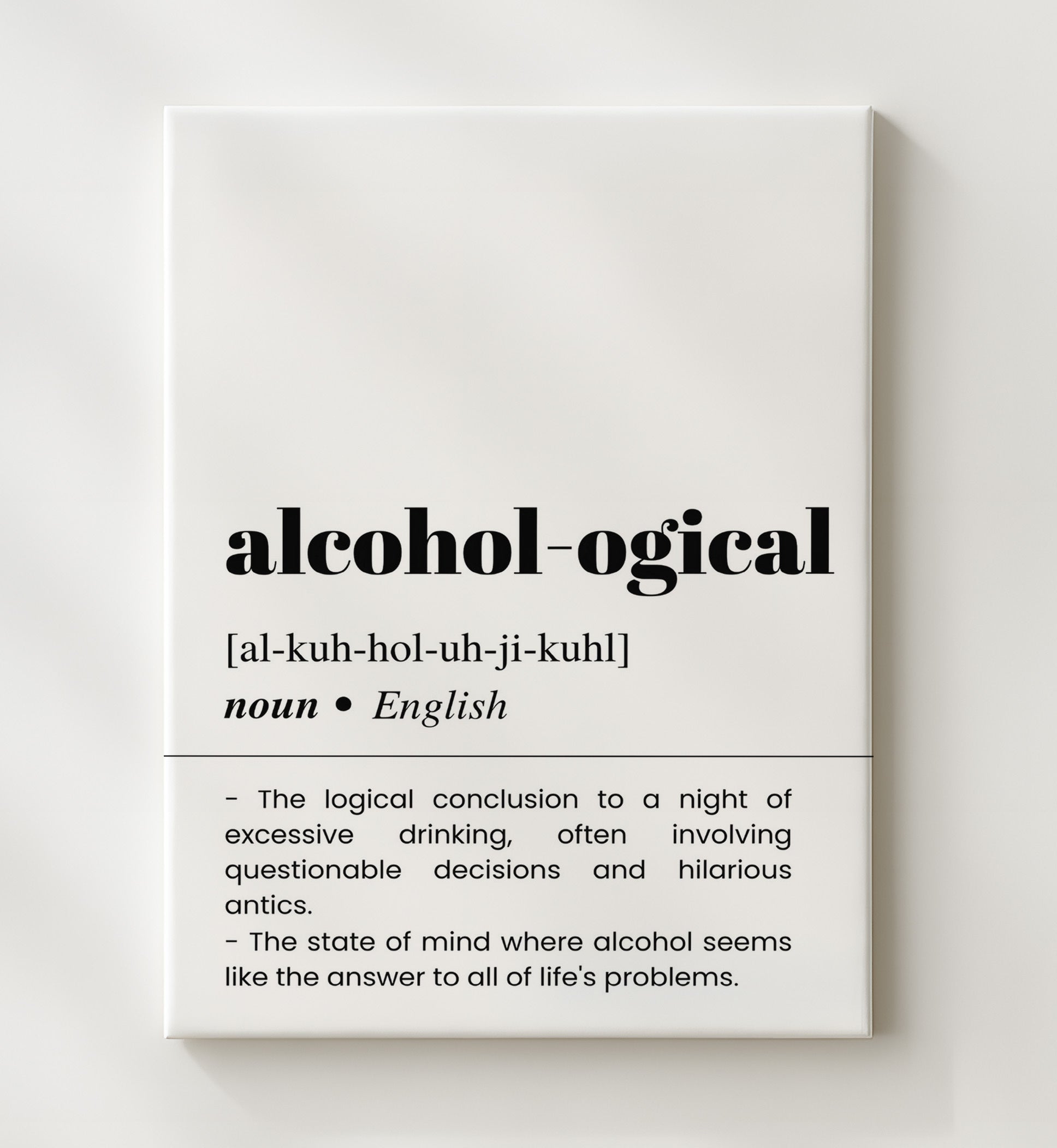Alcohol-ogical - Liquid Logic - Canvas bar dictionary wall art