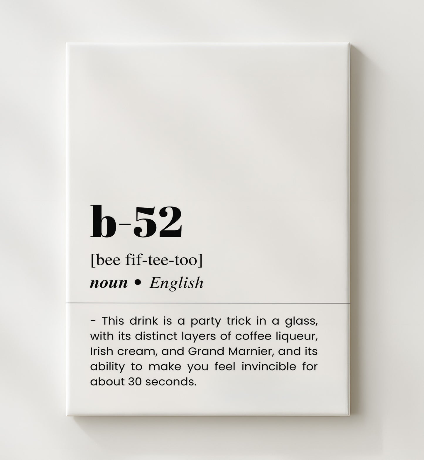 B-52 - Layered Coffee Cocktail - Canvas bar dictionary wall art