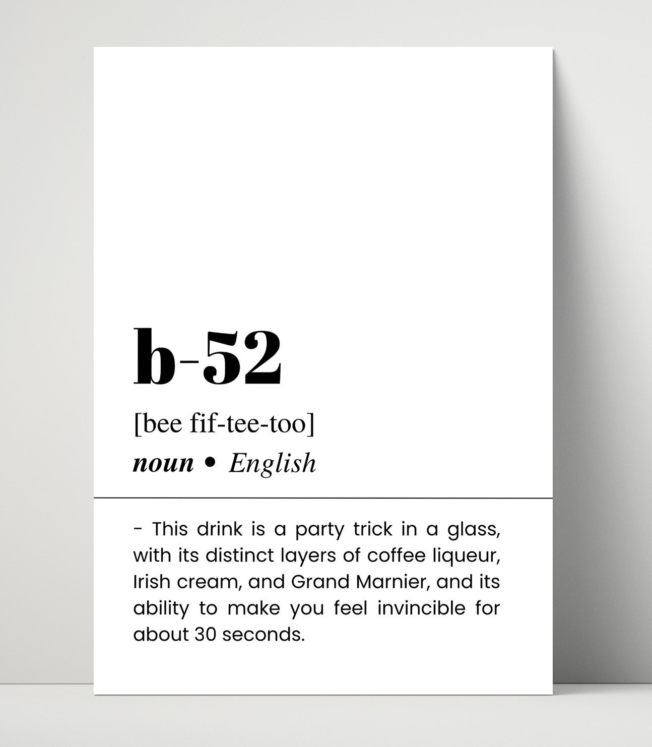 B-52 - Layered Coffee Cocktail - Unframed Print bar dictionary wall art