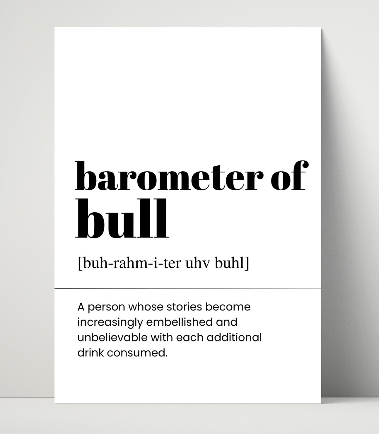 Barometer of Bull - Tall Tales - Unframed Print bar dictionary wall art