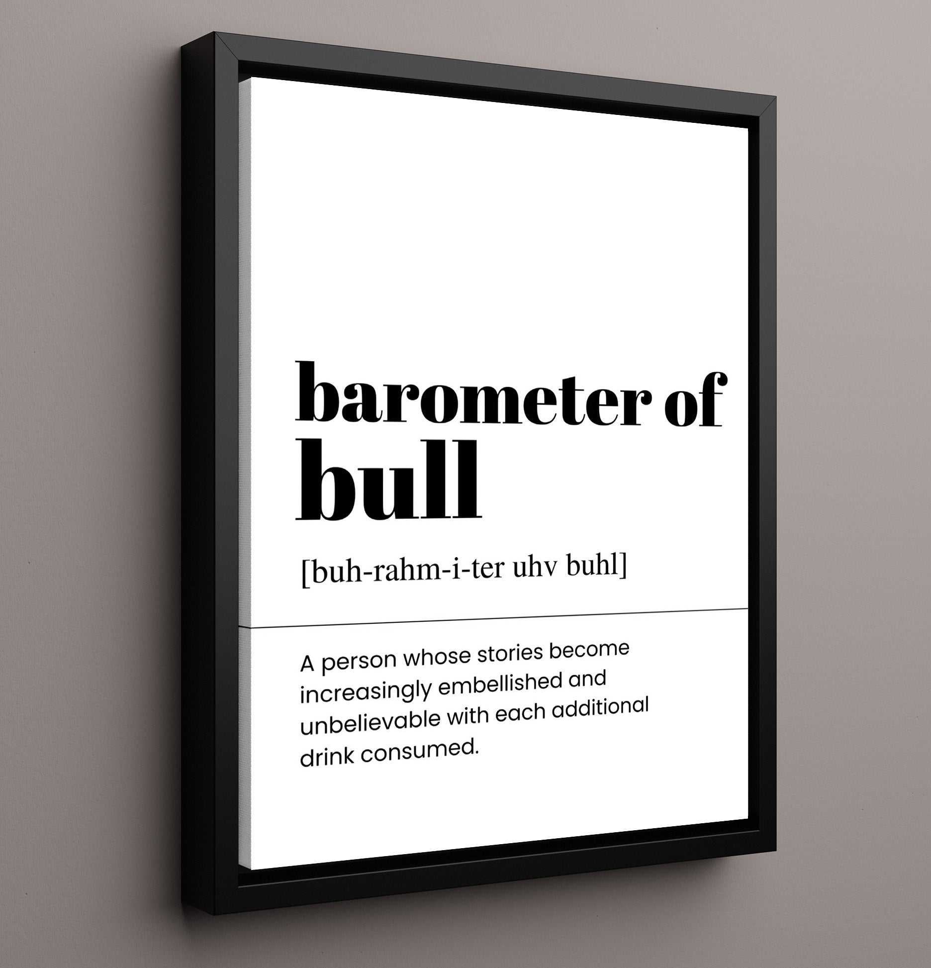 Barometer of Bull - Tall Tales - Framed Canvas bar dictionary wall art