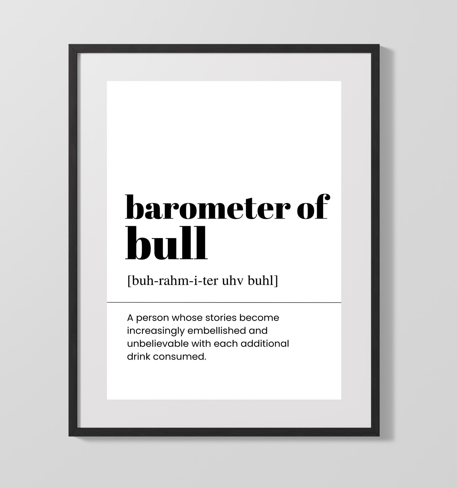 Barometer of Bull - Tall Tales - Gallery Frame bar dictionary wall art