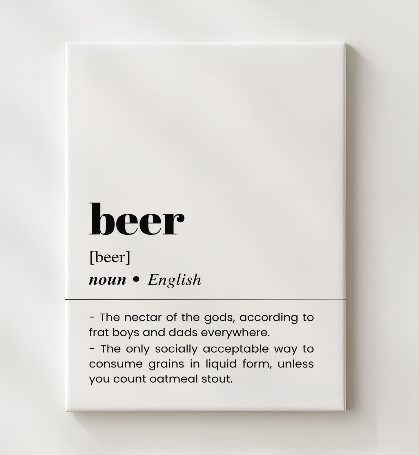Beer - Nectar of the Gods - Canvas bar dictionary wall art