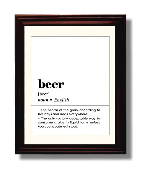 Beer - Nectar of the Gods - Beveled Frame bar dictionary wall art