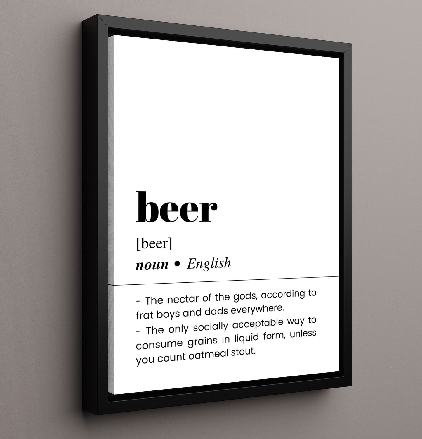 Beer - Nectar of the Gods - Framed Canvas bar dictionary wall art