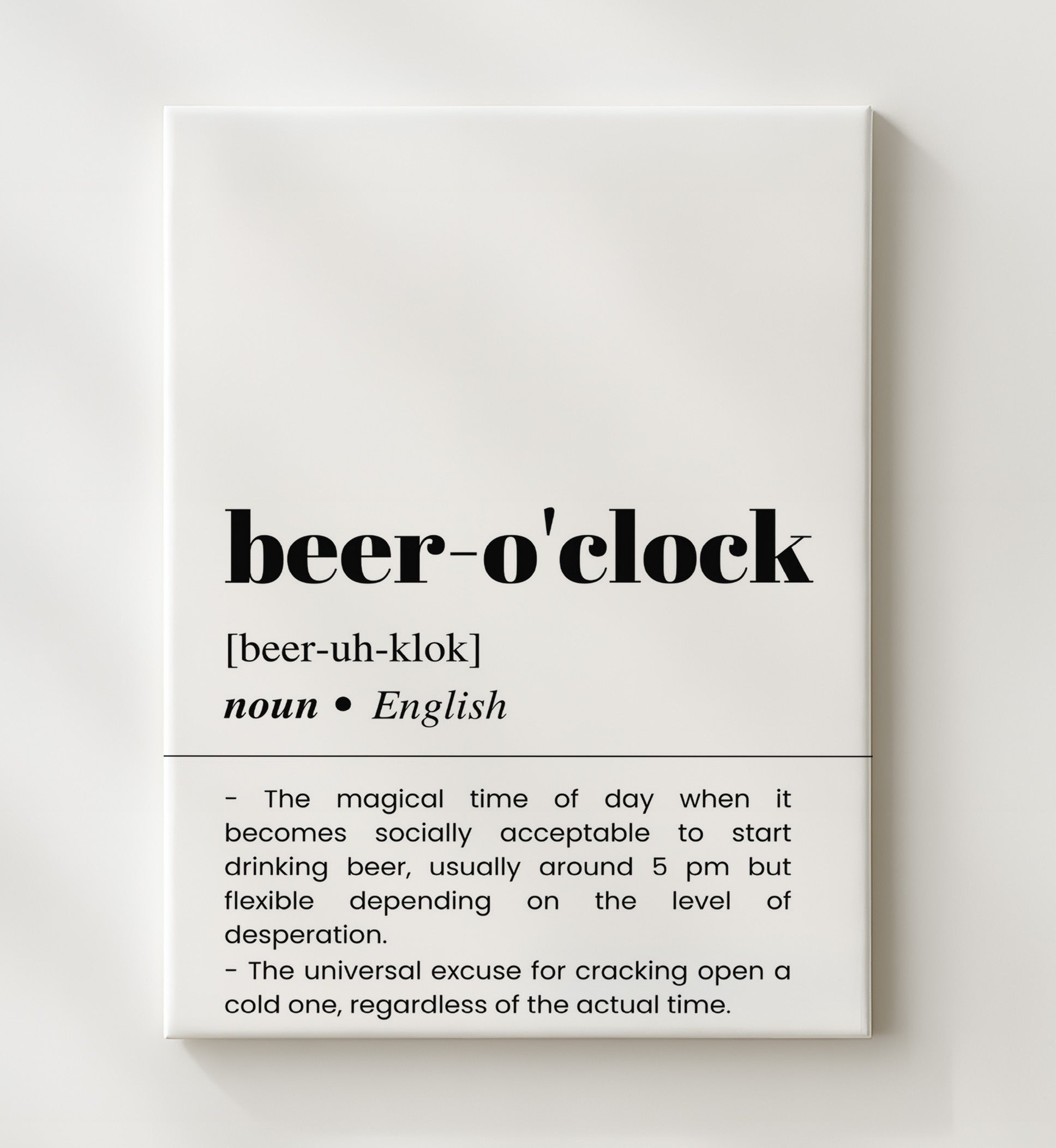 Beer O'Clock - Happy Hour - Canvas bar dictionary wall art