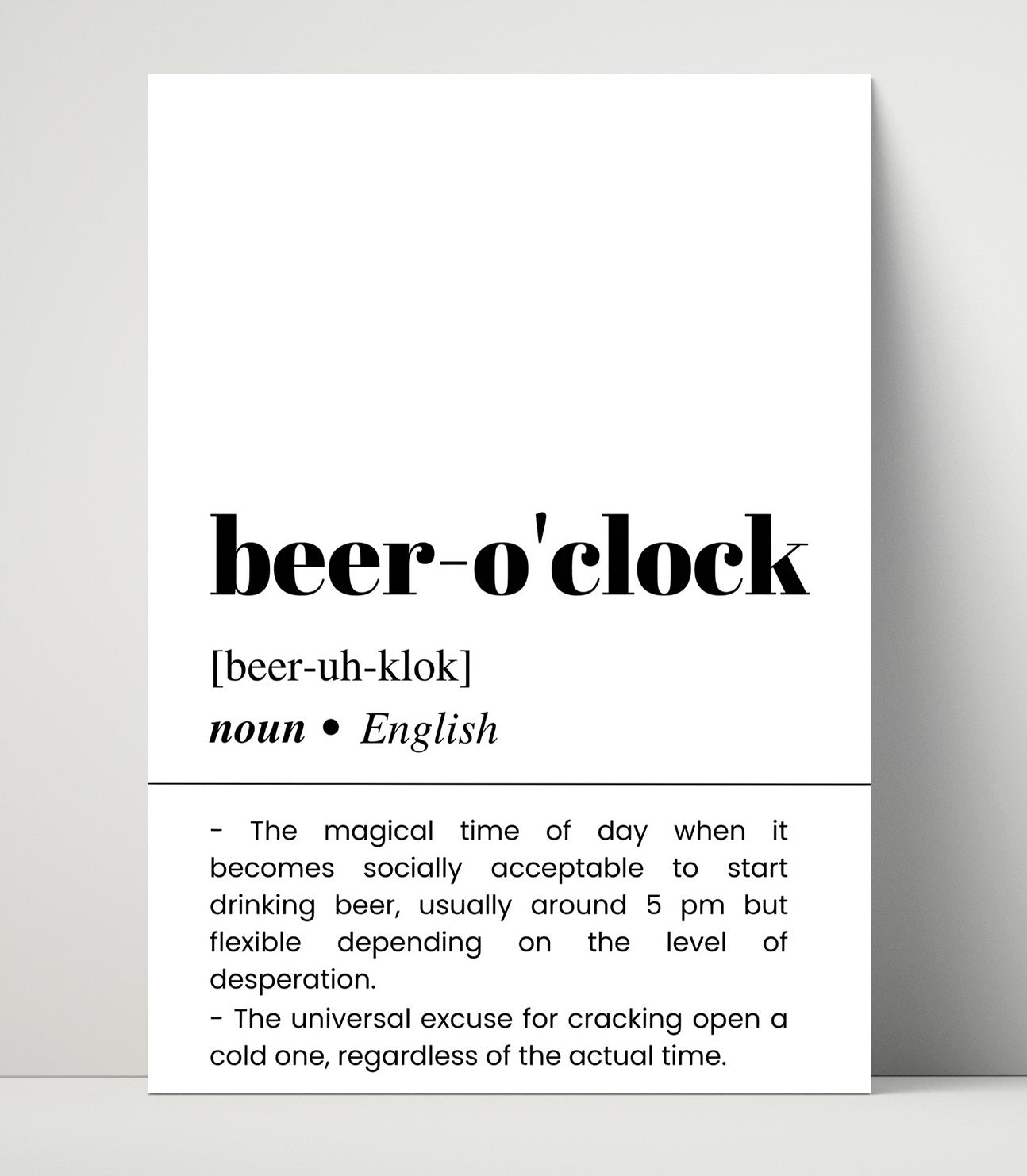 Beer O'Clock - Happy Hour - Unframed Print bar dictionary wall art