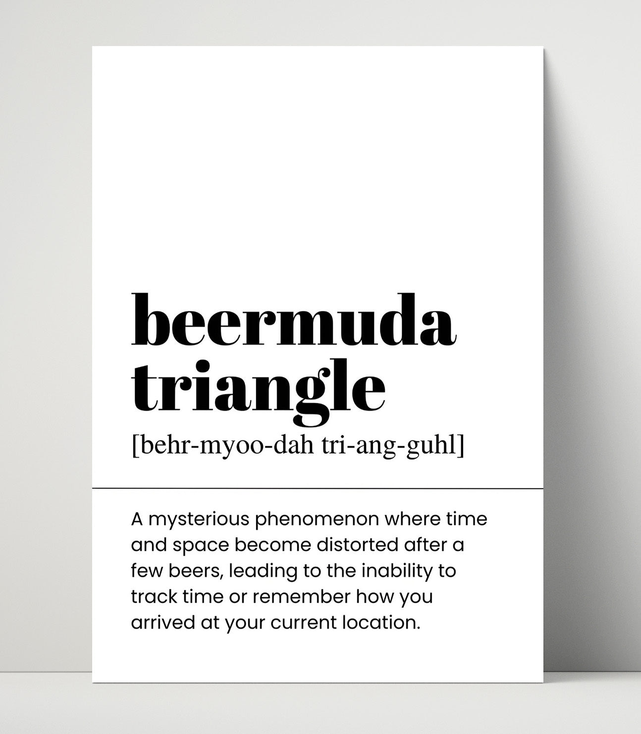 Beermuda Triangle - Lost After a Few Beers - Unframed Print bar dictionary wall art