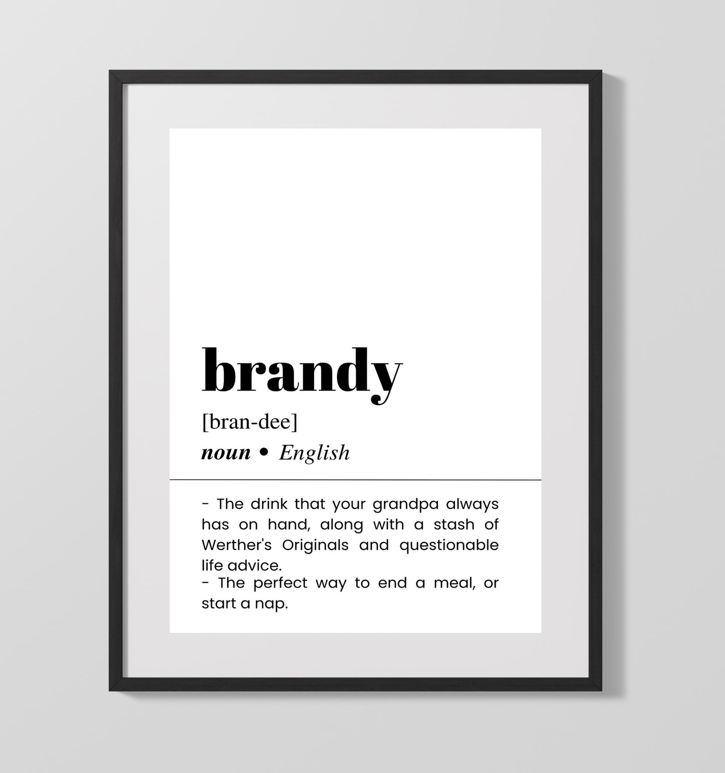 Brandy - After-Dinner Classic - Gallery Frame bar dictionary wall art