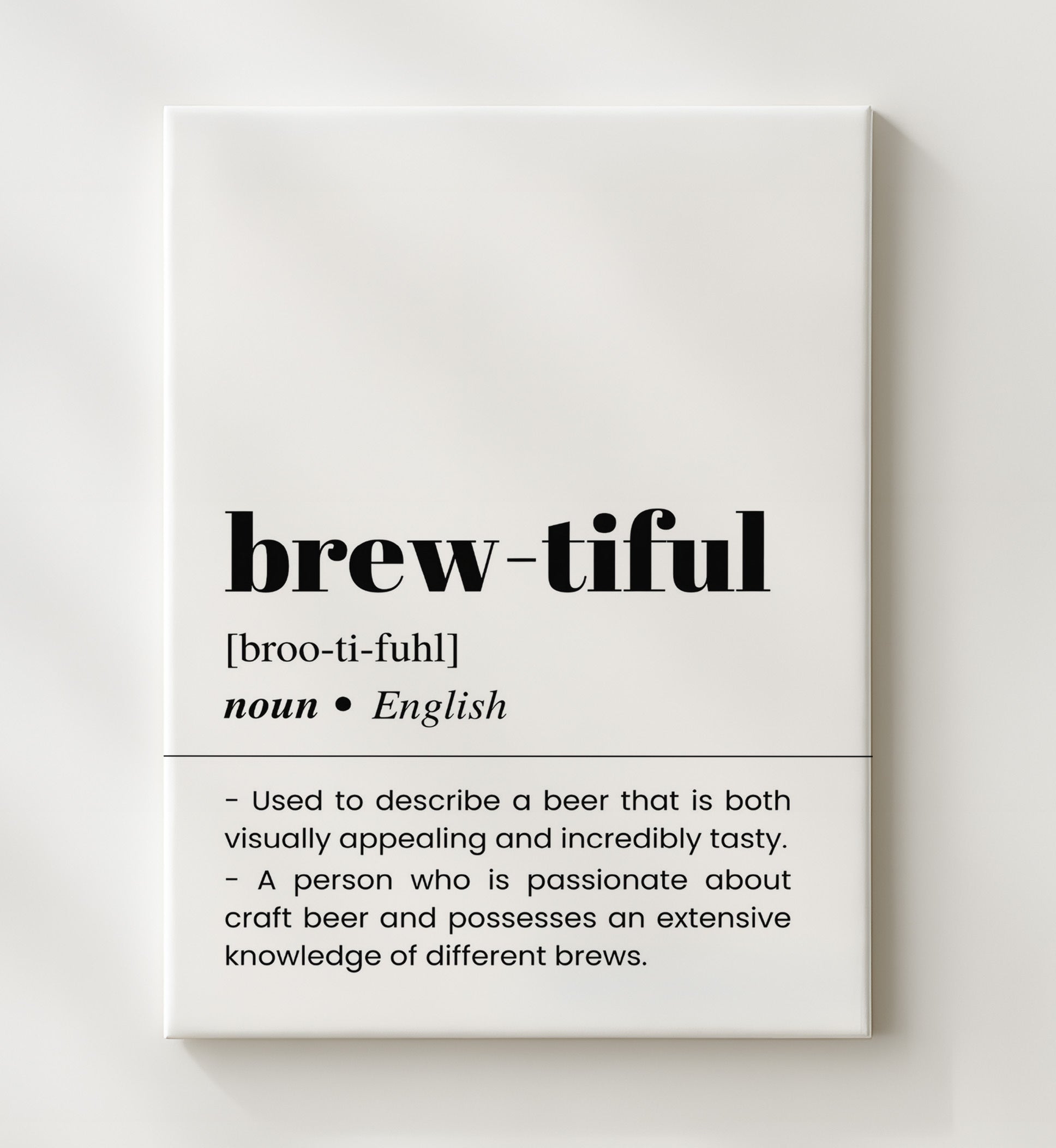 Brew-Tiful - Craft Beer Beauty - Canvas bar dictionary wall art
