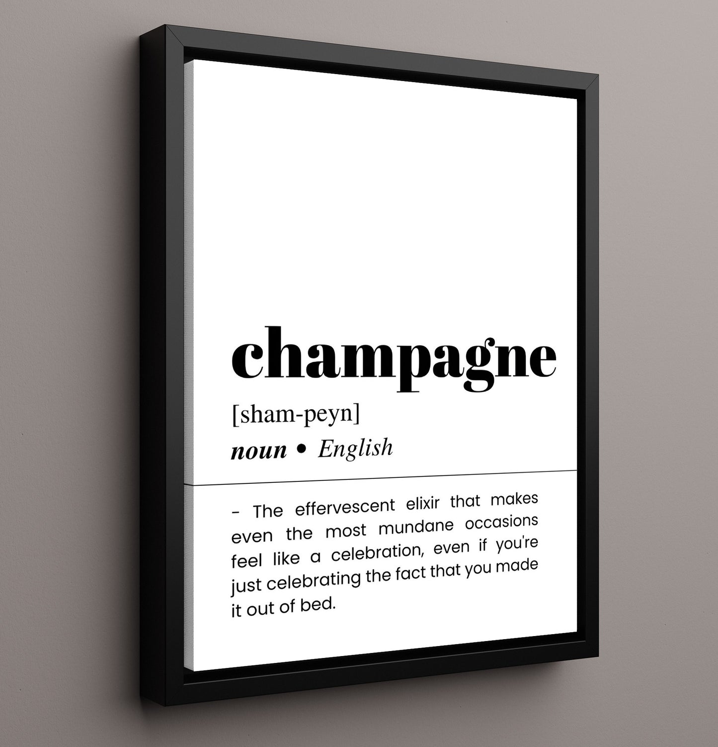 Champagne - Everyday Celebration - Framed Canvas bar dictionary wall art