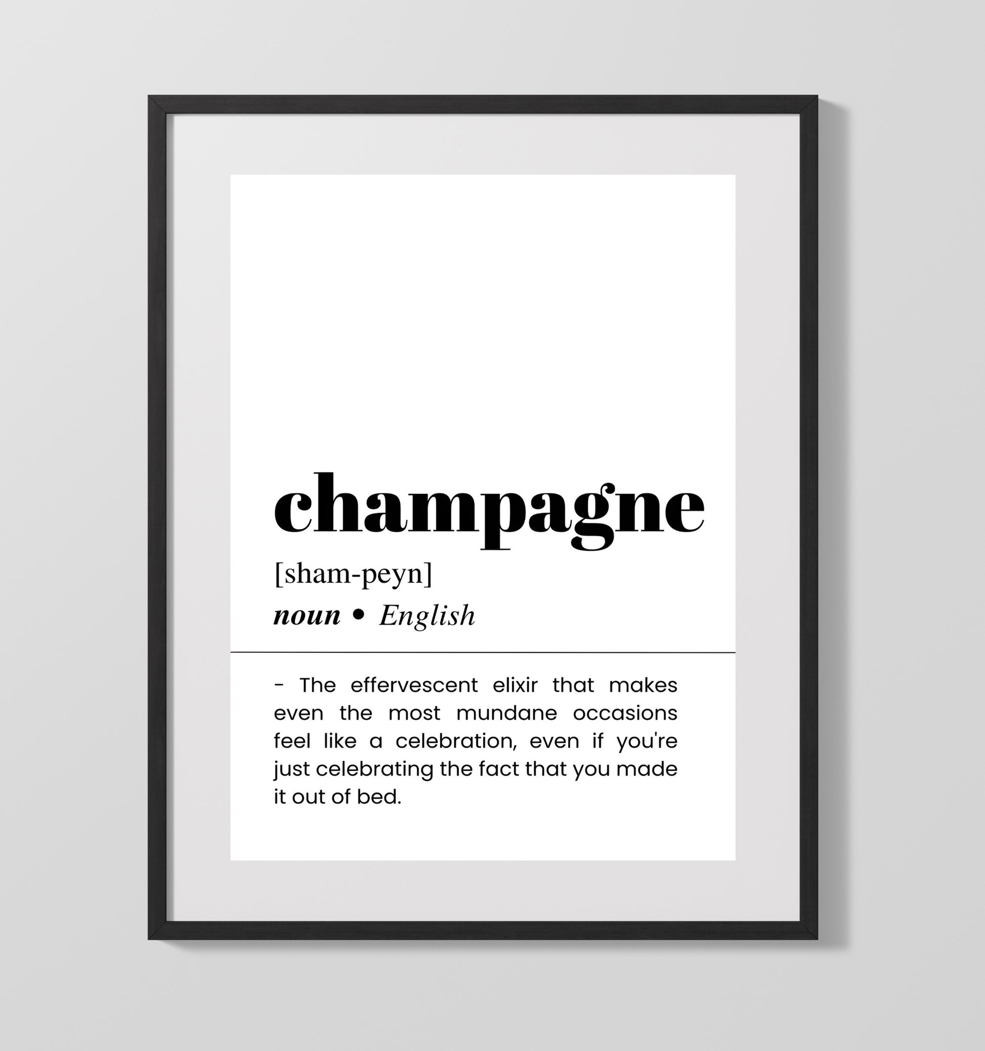 Champagne - Everyday Celebration - Gallery Frame bar dictionary wall art