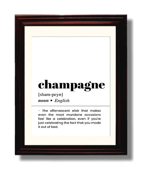 Champagne - Everyday Celebration - Beveled Frame bar dictionary wall art