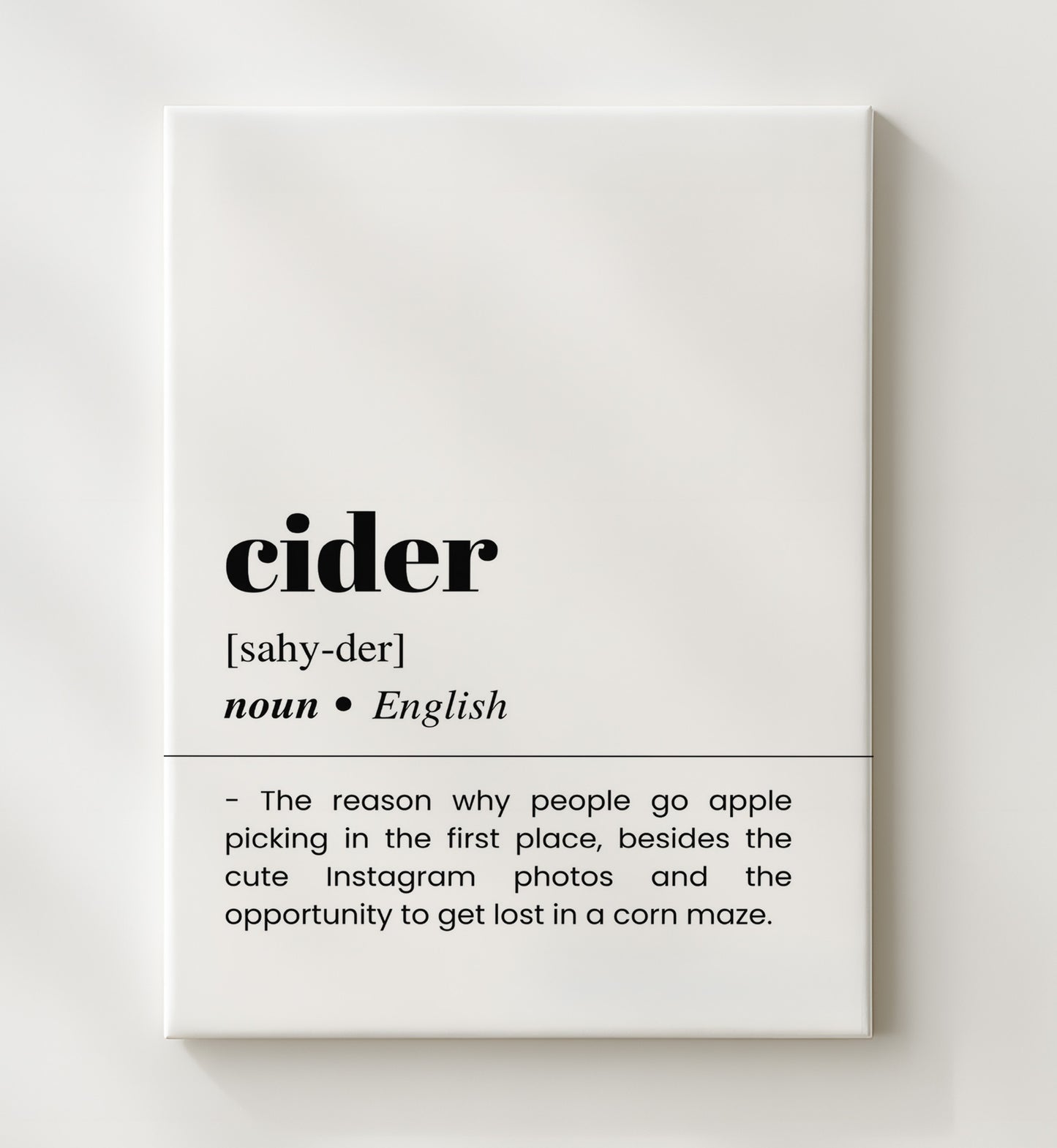 Cider - Apple Orchard Favorite - Canvas bar dictionary wall art