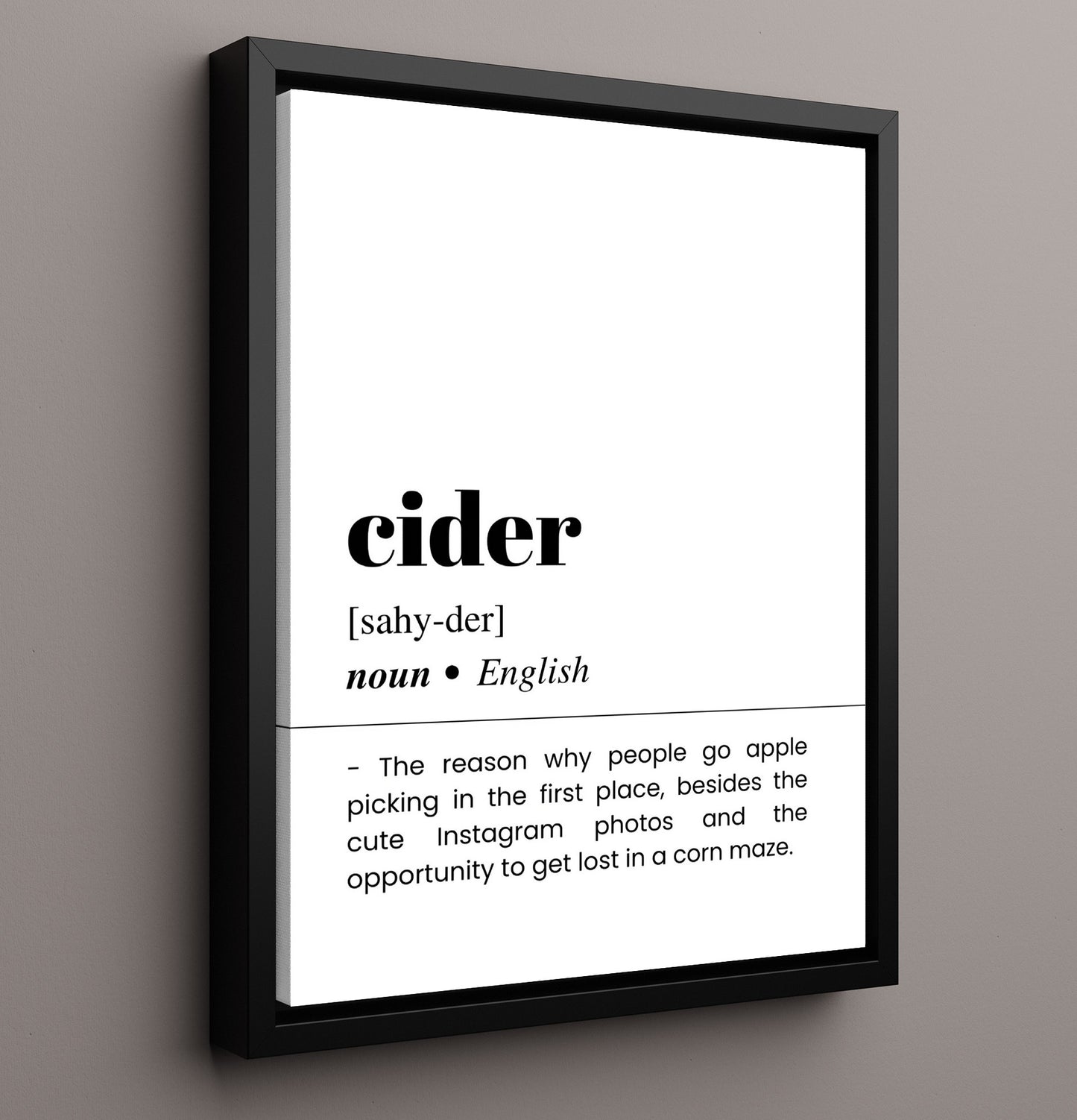 Cider - Apple Orchard Favorite - Framed Canvas bar dictionary wall art