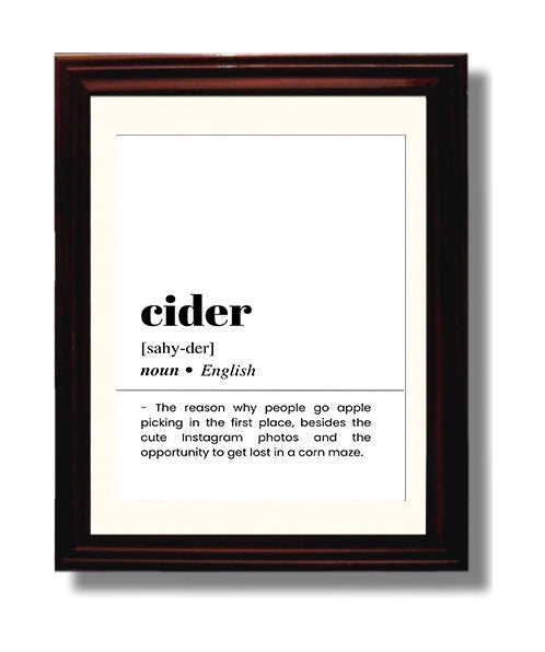 Cider - Apple Orchard Favorite - Beveled Frame bar dictionary wall art