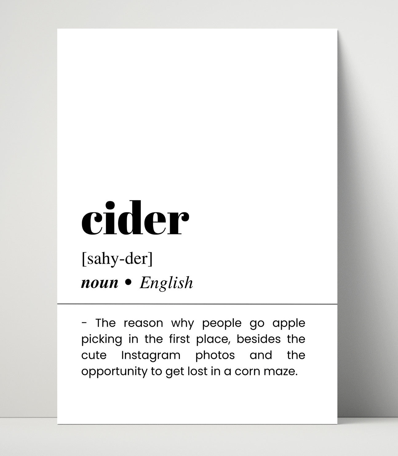 Cider - Apple Orchard Favorite - Unframed Print bar dictionary wall art