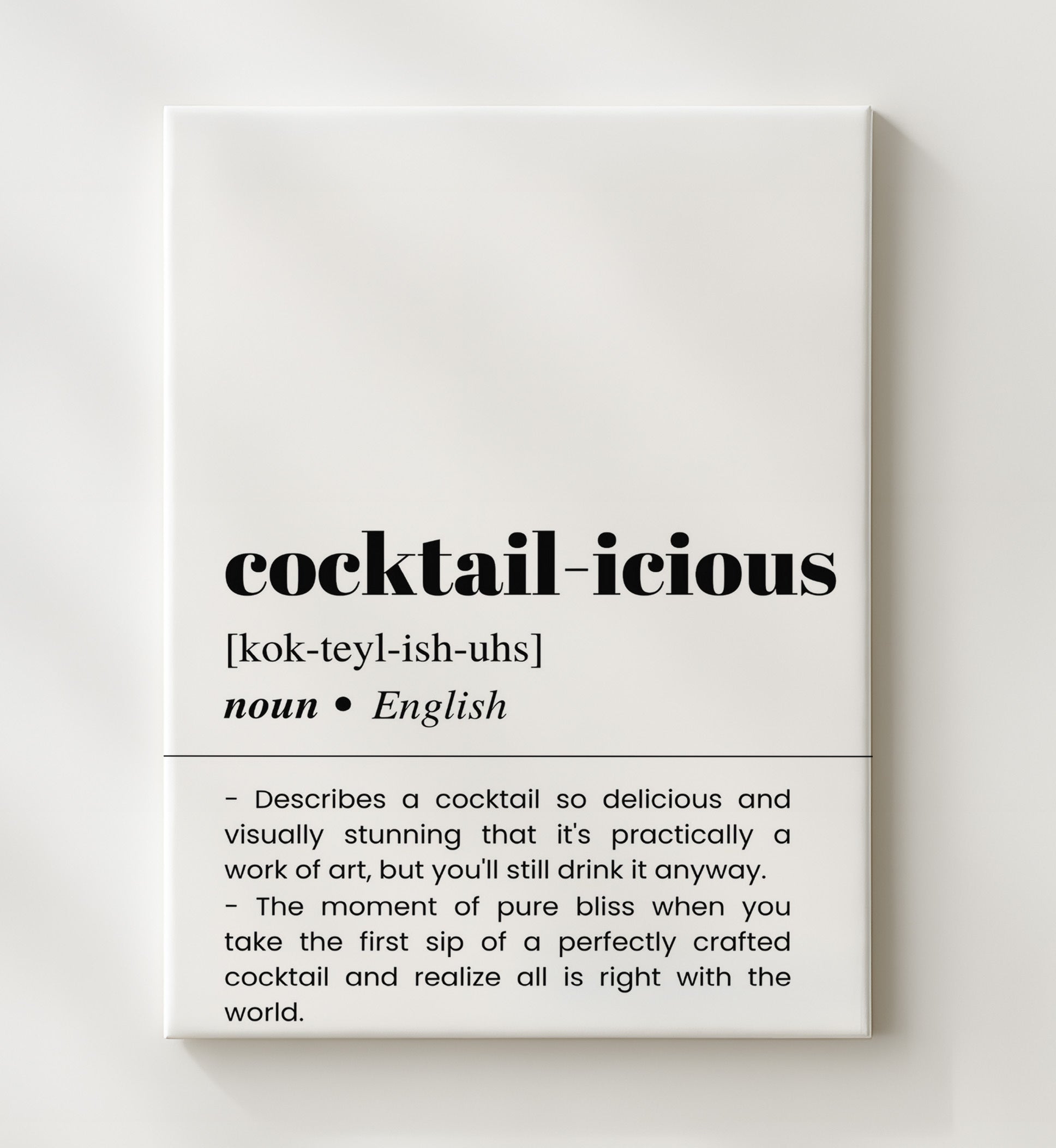 Cocktail-Icious - Perfectly Crafted Cocktail - Canvas bar dictionary wall art