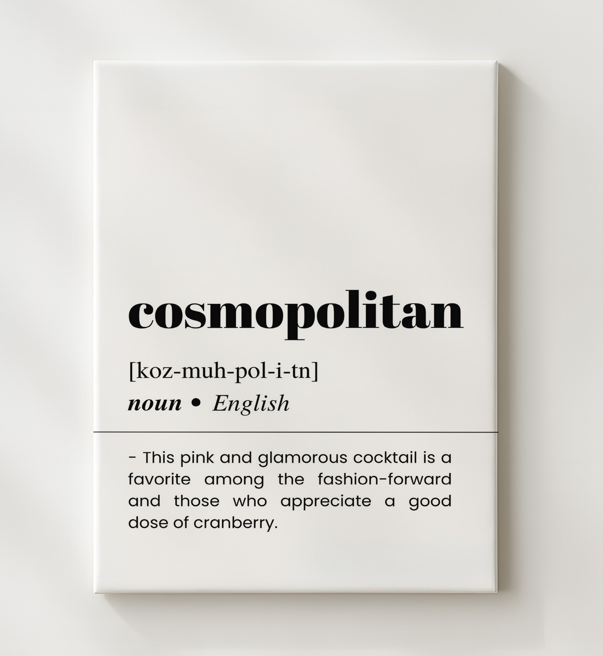 Cosmopolitan - Fashionable Favorite - Canvas bar dictionary wall art