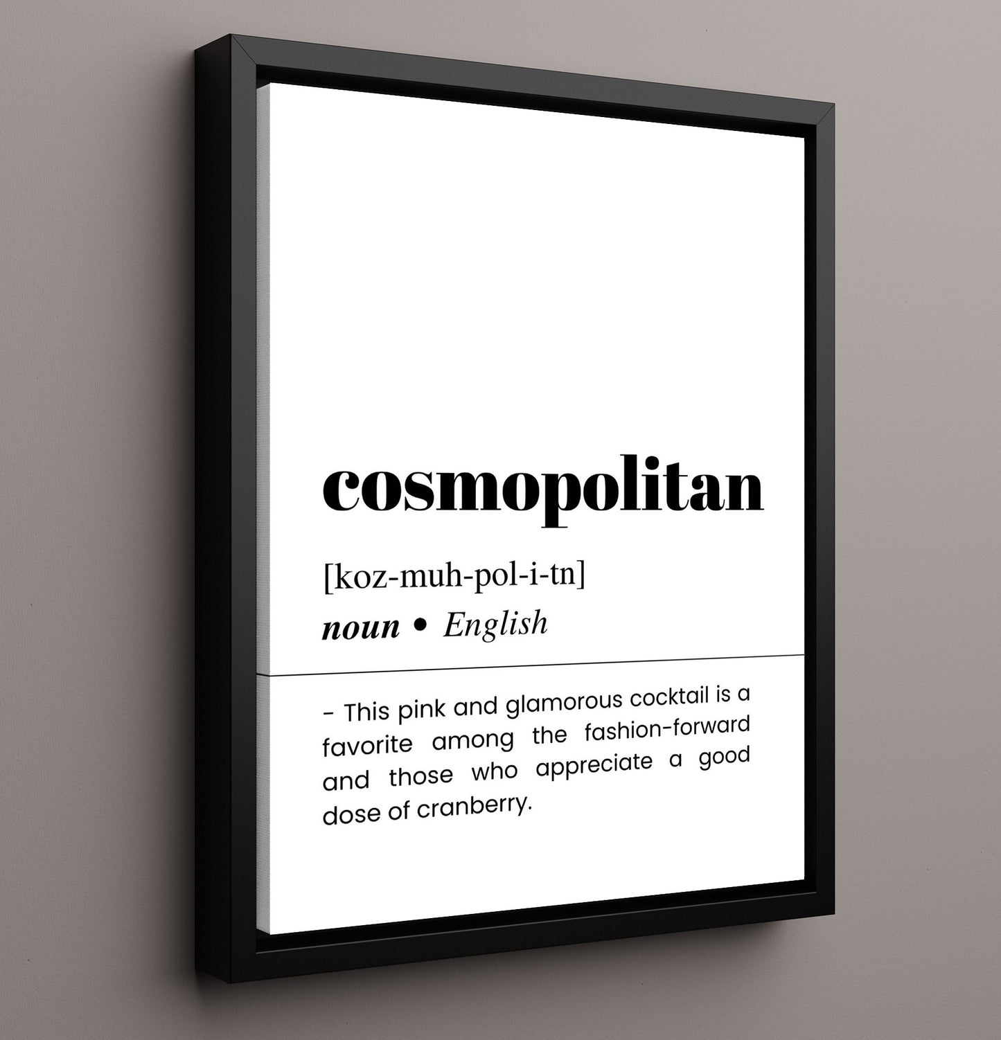 Cosmopolitan - Fashionable Favorite - Framed Canvas bar dictionary wall art