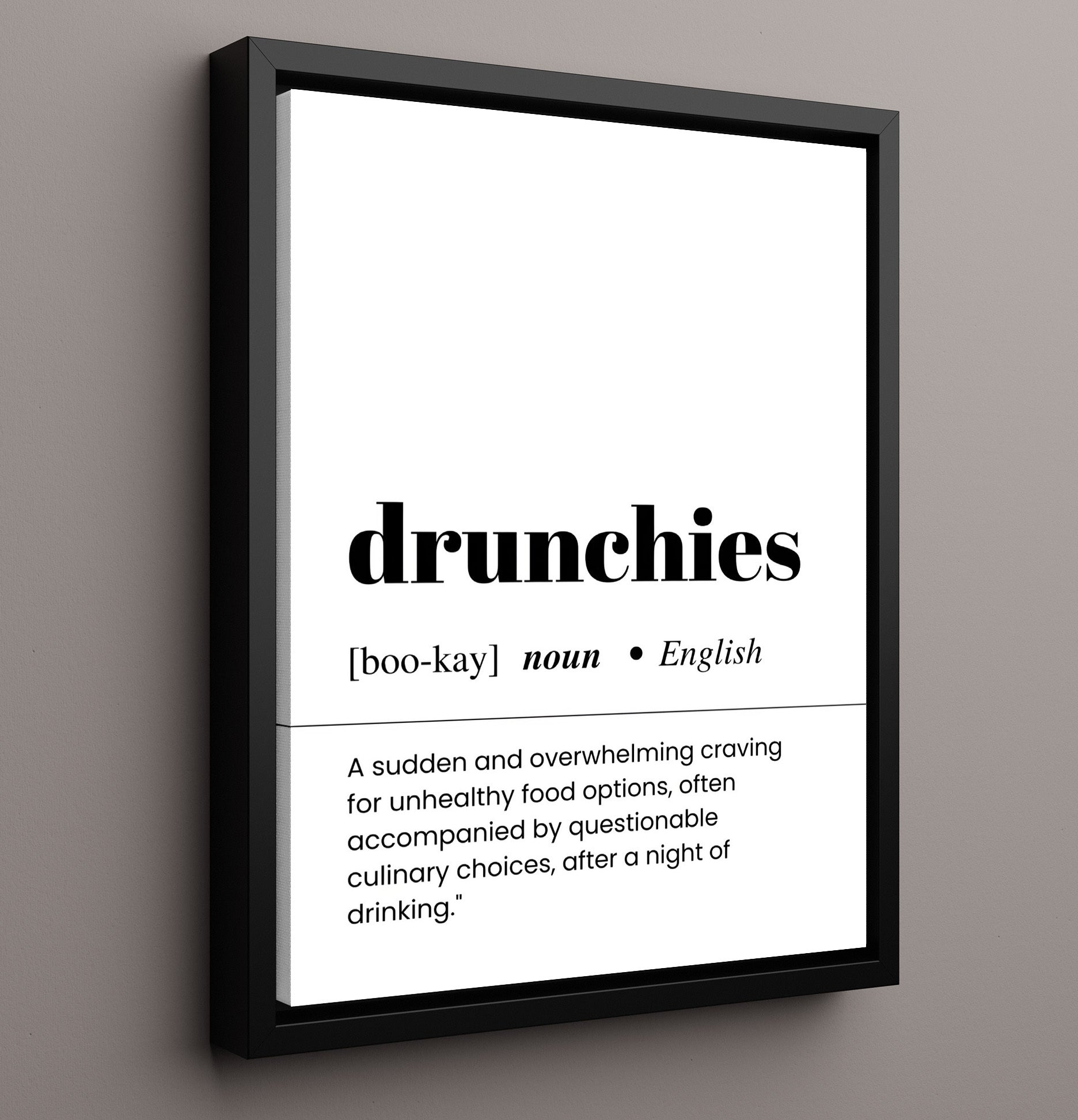 Drunchies - Late-Night Cravings - Framed Canvas bar dictionary wall art