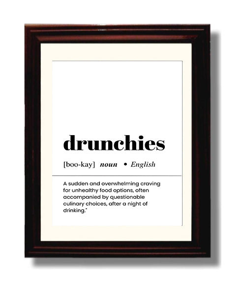 Drunchies - Late-Night Cravings - Beveled Frame bar dictionary wall art