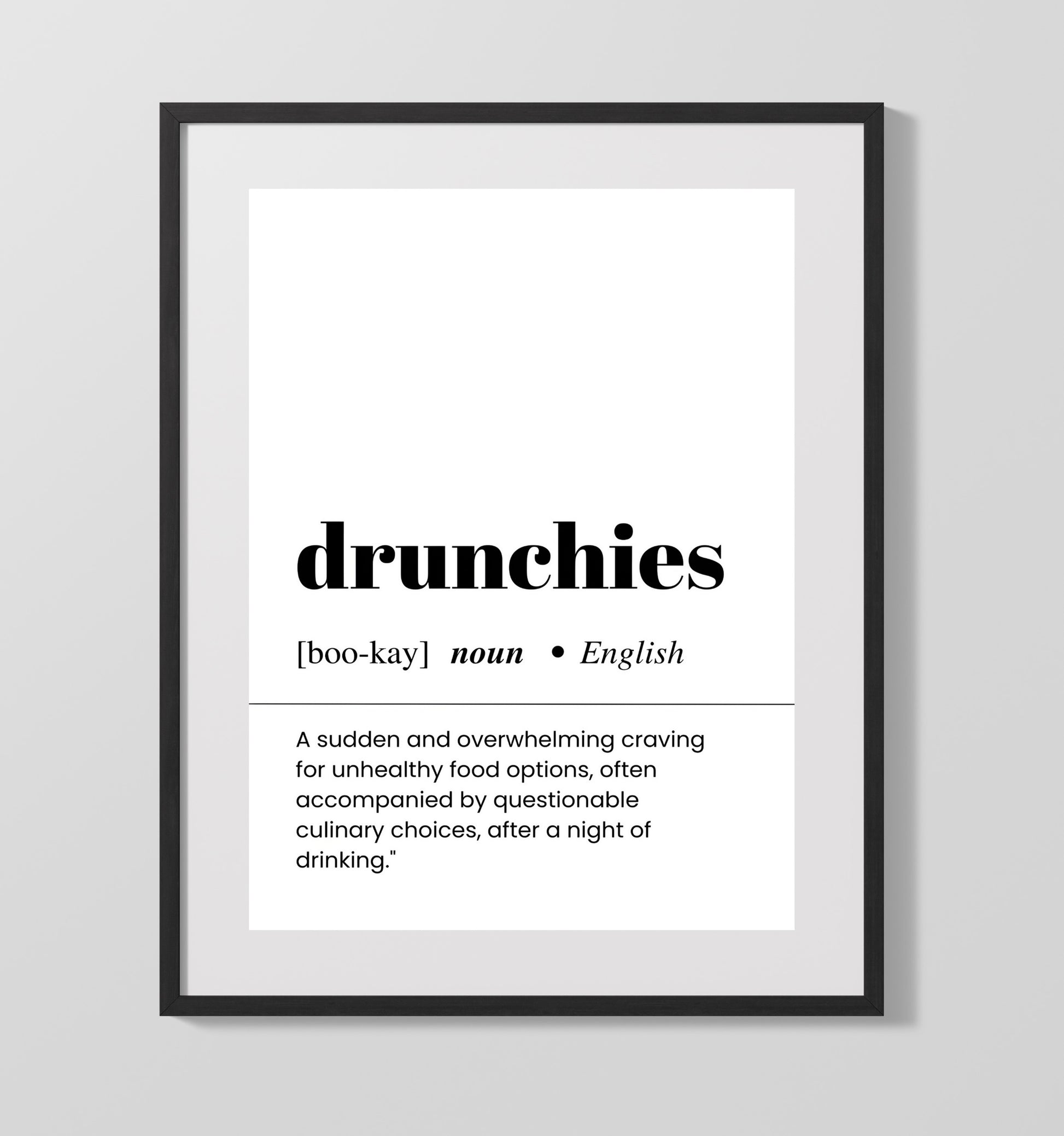 Drunchies - Late-Night Cravings - Gallery Frame bar dictionary wall art