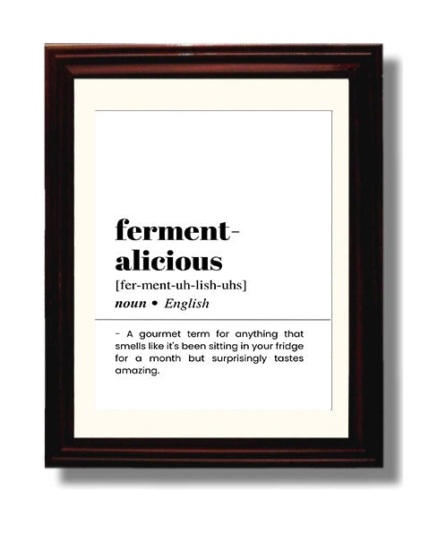 Ferment-Alicious - Gourmet Fermentation - Beveled Frame bar dictionary wall art