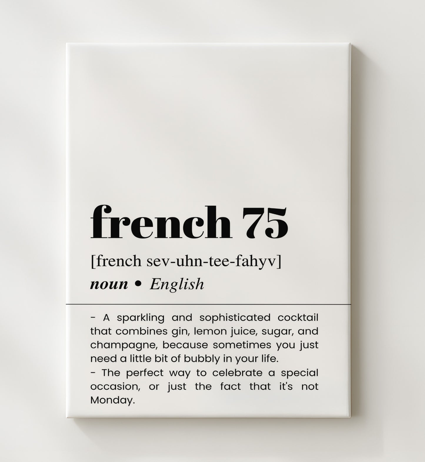 French 75 - Sparkling Celebration - Canvas bar dictionary wall art