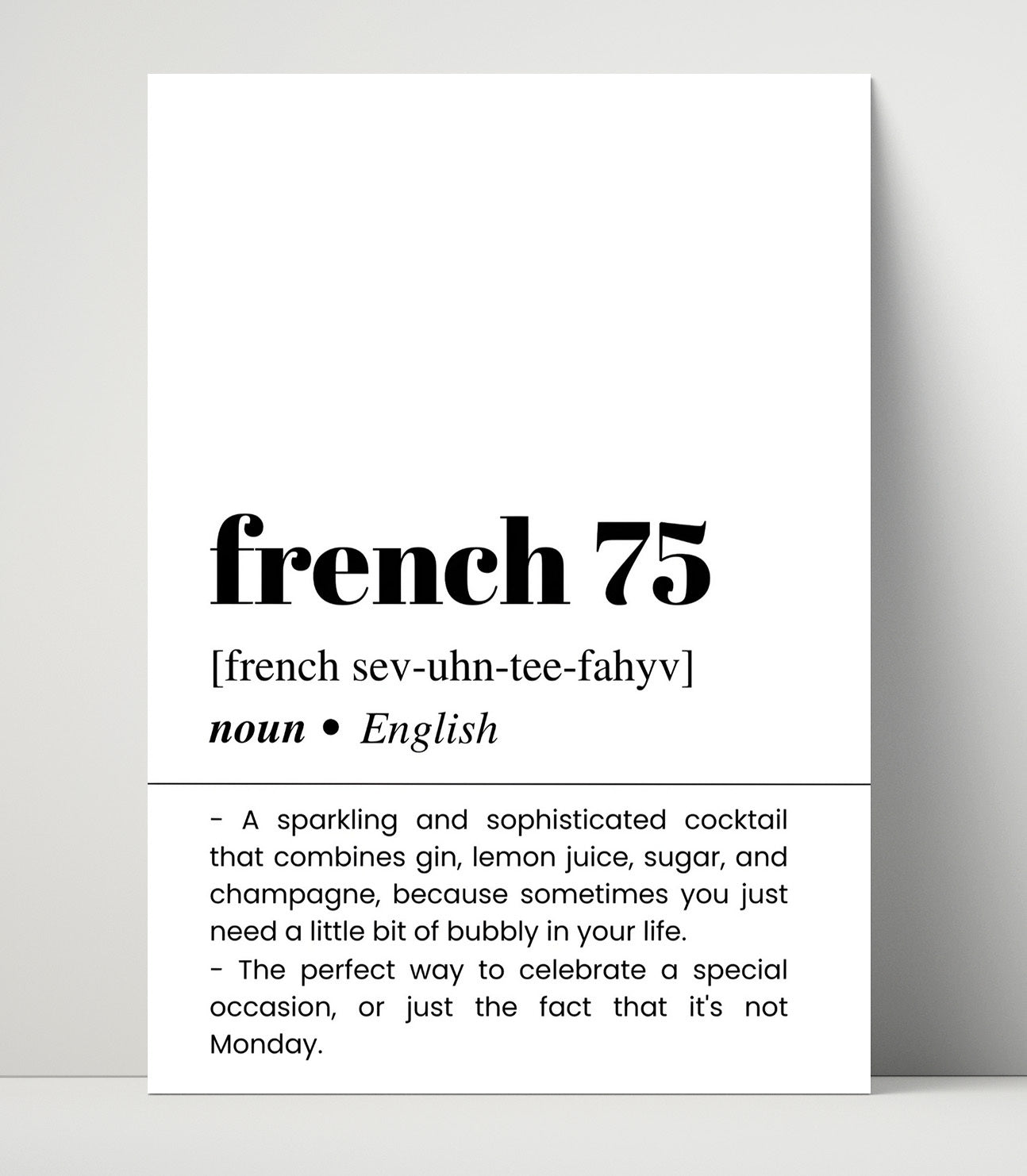 French 75 - Sparkling Celebration - Unframed Print bar dictionary wall art