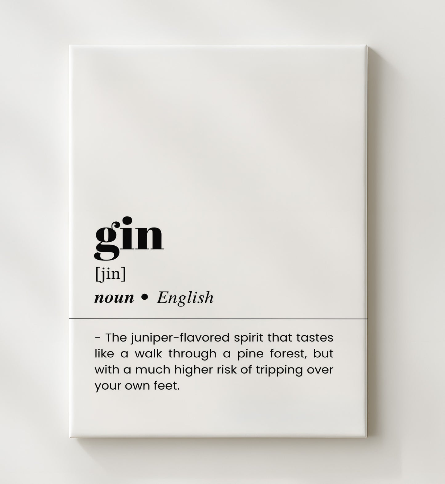 Gin - Juniper Botanical Spirit - Canvas bar dictionary wall art