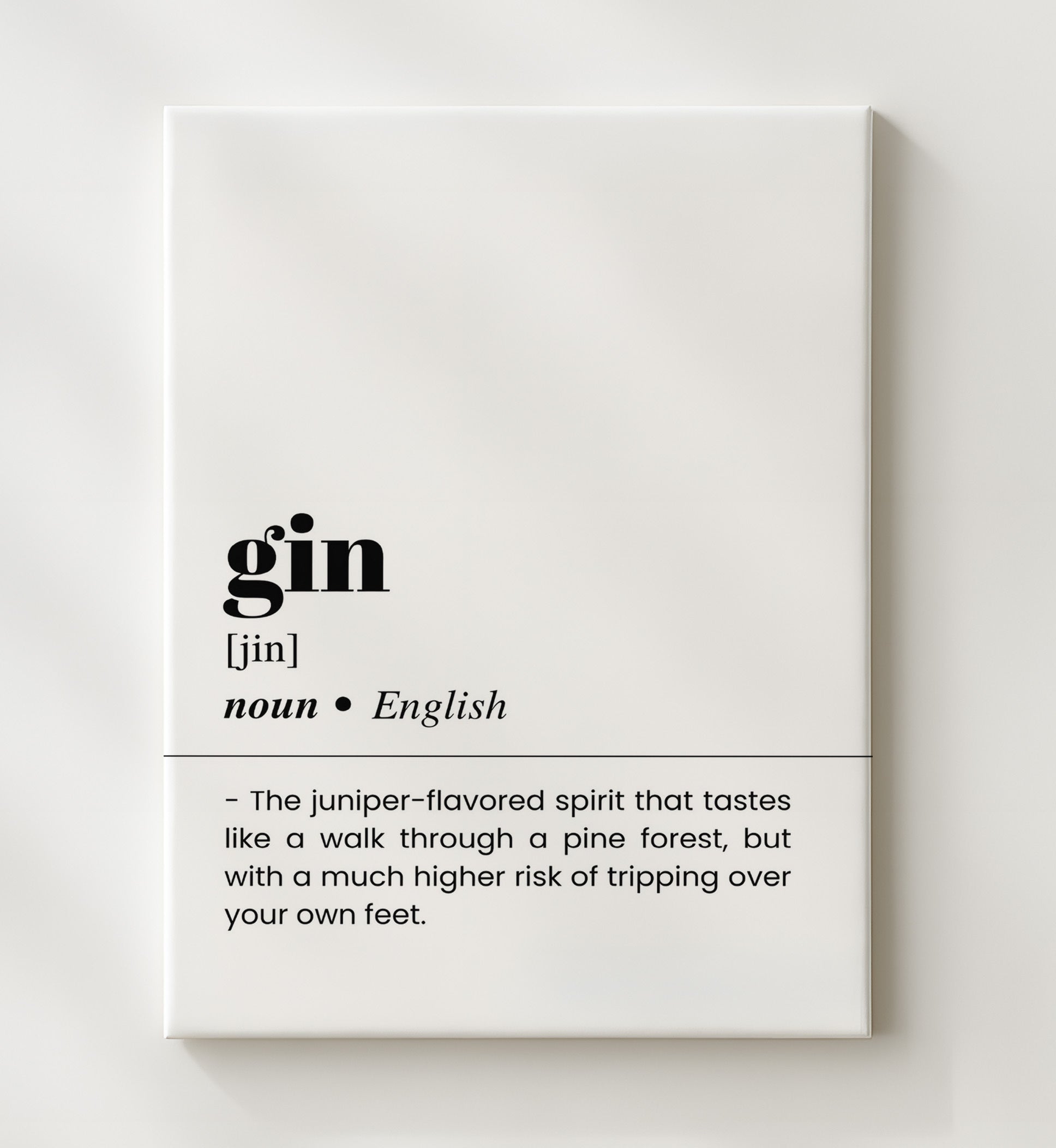 Gin - Juniper Botanical Spirit - Canvas bar dictionary wall art