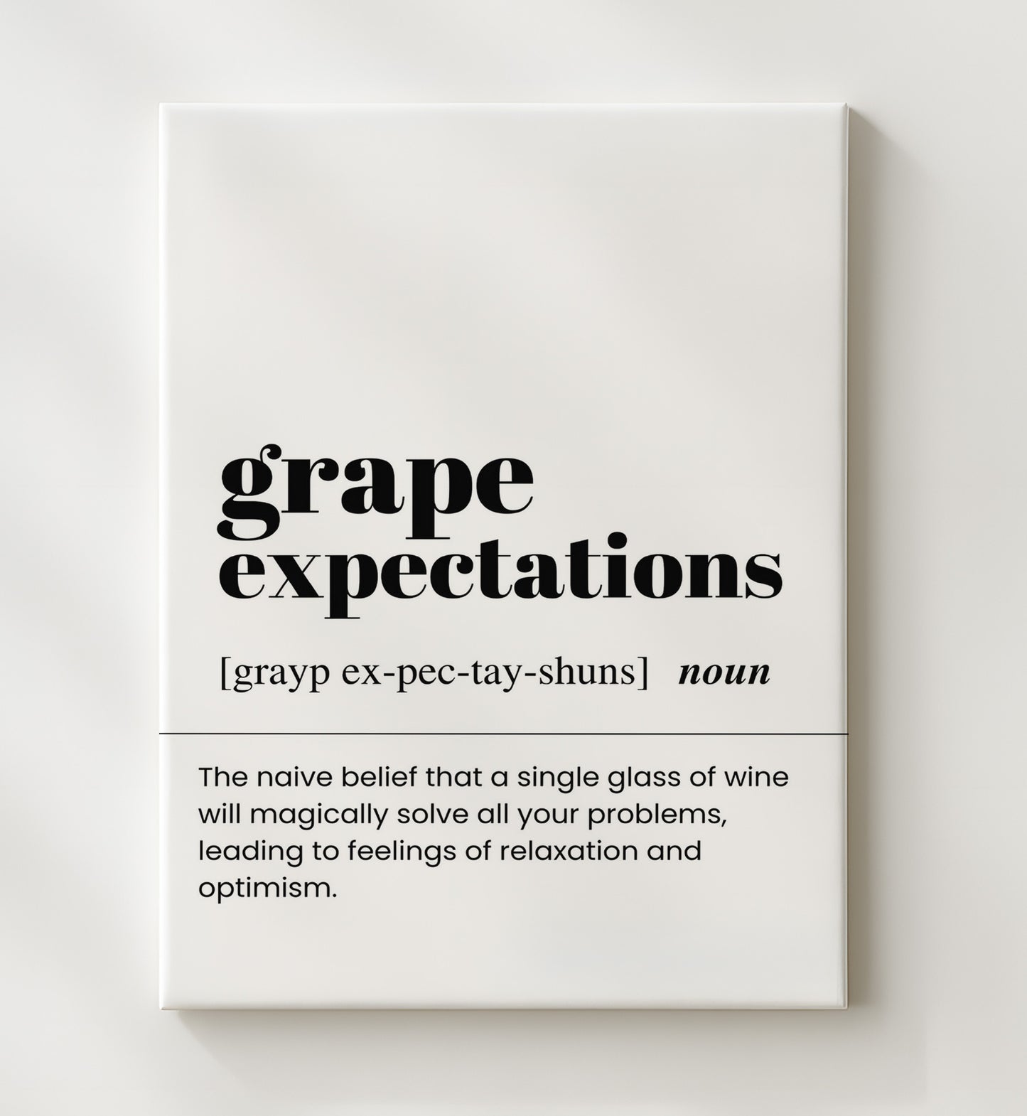 Grape Expectations - Wine Optimism - Canvas bar dictionary wall art