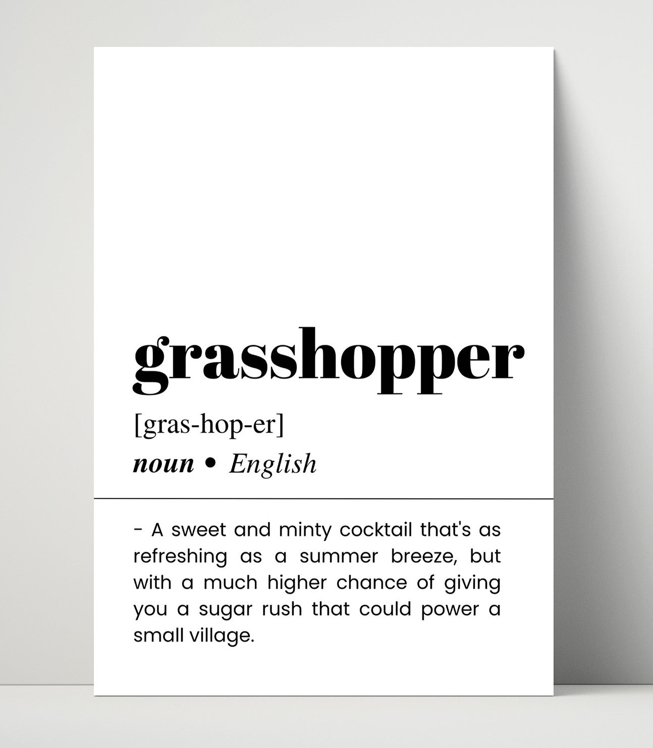 Grasshopper - Mint Chocolate Cocktail - Unframed Print bar dictionary wall art